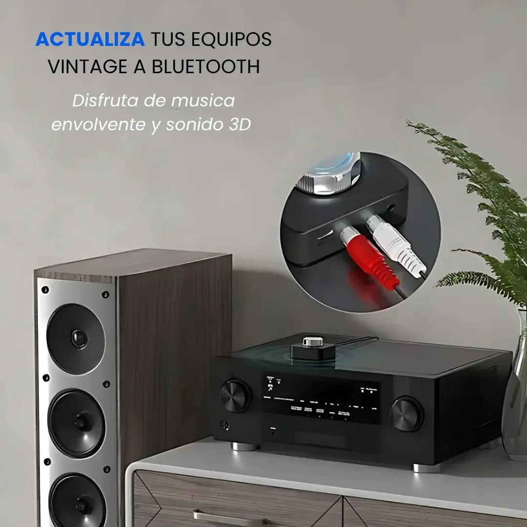 BASSHUB® RECEPTOR ESTEREO RCA, BLUETOOTH 5.0  ADAPTADOR DE MUSICA 3D