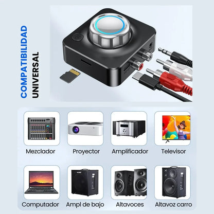 BASSHUB® RECEPTOR ESTEREO RCA, BLUETOOTH 5.0  ADAPTADOR DE MUSICA 3D