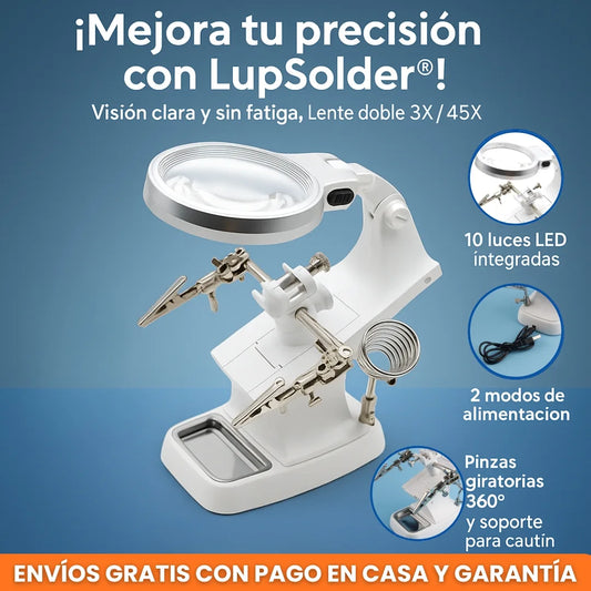 LUPSOLDER® Estación de soldadura con Lupa + 10 LED con brazos de 360°